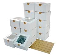TRENDZ4U White 25 Pcs Cookie Bakery Boxes with Window 4x4x2.5 Inches Small Cake, Gift, Dessert, Pastry, Muffin, Donut, Treat Boxes for Kids Party, Cupcakes Containers