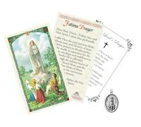Trendzeen Our Lady Fatima Medal - Our Lady of Fatima Medal, Laminated Lady Fatima Prayer Card, Our Father Prayer Card - Lady of Fatima Devotional Set, Total 3 Items