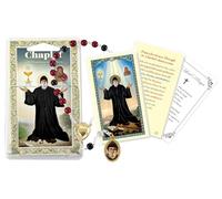 Trendzeen Saint Charbel Chaplet - Multi Color Saint Charbel Makhlouf Rosary Chaplet, Laminated Saint Charbel Holy Card, Lord’s Prayer Card - Rosario De San Charbel - Total 3 Items