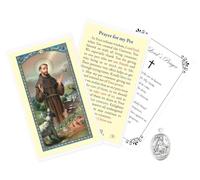 Trendzeen Saint Rocco Medal - Pray for Us Saint Rocco Pendant Medal, Laminated Saint Francis Prayer Card for Pets, Our Father Prayer Card - St Rocco Medal Devotional Theme Set, Total 3 Items
