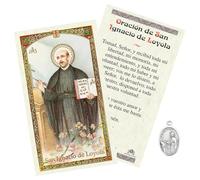 Trendzeen San Ignacio de Loyola Oracion - Saint Ignatius de Loyola Medalla - Spanish St Ignatius Loyola Prayer Card and Pendant Set, Made in Italy - 2 Items