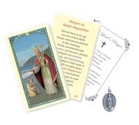 Trendzeen St Augustine Medal - 1" Pray for Us Saint Augustine Pendant Medal, Laminated St Augustine Prayer Card, Our Father Prayer Card - Saint Augustine Medal Devotional Set, Total 3 Items