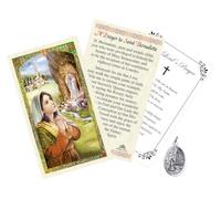 Trendzeen St Bernadette Medal - Saint Bernadette Medal, Laminated St Bernadette Prayer Card, Our Father Prayer Card - St.Bernadette Catholic Devotional Set, Total 3 Items
