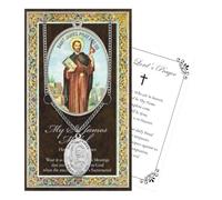 Trendzeen St James Medal - Pewter St. James Medal with Chain, Saint James the Greater Biography and Prayer Pamphlet, Our Father Prayer Card - Saint James Medal Set, Total 3 Items