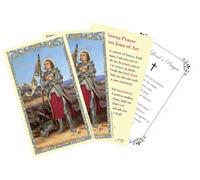Trendzeen St Joan Arc Card - 3 Laminated Gold Foil Stamped St Joan Arc Prayer Card, Our Father Prayer Card - Joan Arc Holy Card Novena Prayer Set, Total 4 Items