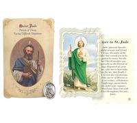 Trendzeen St Jude Prayer Card - 2 Saint Jude Holy Card with 1 Inch Medal for Personal Devotion, Reflection - Catholic San Judas Tadeo Prayer Card and Pendant Set - 2 Items