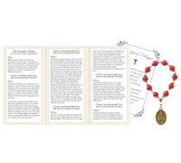 Trendzeen Surrender Novena Chaplet - Glass Surrender Novena Rosary Chaplet, Trifold Surrender Novena Pamphlet, Our Father Prayer Card - Don Dolindo Surrender Novena Set, Total 3 Items