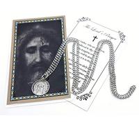 Trendzeen The Holy Face Of Jesus Medal with Chain, Holy Face Card, Lord's Prayer Card - Holy Face Shroud of Jesus Christ Medal Jewelry Set for Confirmation, Baptism - Medalla De La Santa Faz, 3 Items