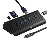 TRENFI 10-in-1 Aluminum USB C Hub with Detachable Cable | USB 3.2 Gen2 10Gbps, 4K 60Hz HDMI, 100W PD Charging, SD/TF Reader for Laptop, M1-M5 MacBook Pro/Air, Mac mini (Black)