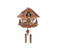 Trenkle Quartz Cuckoo Clock Black Forest house with moving wood chopper and mill wheel, with music TU 484 QMT HZZG