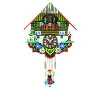 Trenkle Small minature Black Forest Clock Black Forest House, turning dancers, no cuckoo call TU 263 SQ
