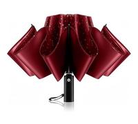 Trenovo Travel Inverted Umbrella - 10 Ribs Automatic Folding Reverse, Upside Down for Rain, Compact Windproof With Double Vented Canopy - for Women and Men, Burgundy