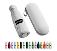 Trenovo Travel Mini Folding Compact Umbrella with Case, 8 Ribs Lightweight Portable, Small Sun & Rain Pocket Umbrella for Girls and Women, Grey, 7"