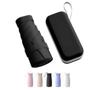 Trenovo Travel Umbrella - Mini Folding Compact Umbrella with Case, 6 Ribs Lightweight Portable Umbrella, Small Sun & Rain Pocket Umbrella for Girls and Women - Black