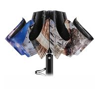 Trenovo Travel Upside Down Umbrella - 10 Rib Automatic Folding Reverse Umbrella for Rain, Windproof, Anti-UV, Compact for Car, Women & Men