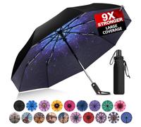 Trenovo Ultra Windproof Travel Umbrella,2023 Pro-Series Automatic Compact Folding Umbrellas for Rain [Light, Portable, Durable, Superior], Car, Purse (Starry sky)