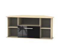 Trent 1 Drawer Corner Tv Unit In Black & Black Matt (Ready Assembled)