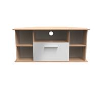 Trent 1 Drawer Corner Tv Unit In Grey & Bardolino Oak (Ready Assembled)