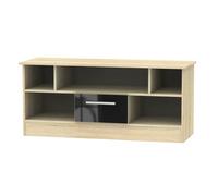 Trent 1 Drawer Open Tv Unit In Black & Black Matt (Ready Assembled)