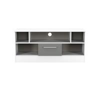Trent 1 Drawer Open Tv Unit In Dusk Grey & White Matt (Ready Assembled)
