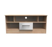 Trent 1 Drawer Open Tv Unit In Grey & Bardolino Oak (Ready Assembled)