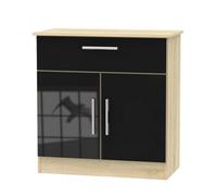 Trent 1 Drawer Sideboard In Black Gloss & Black Matt (Ready Assembled)