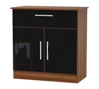 Trent 1 Drawer Sideboard In Black & Noche Walnut (Ready Assembled)