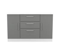 Trent 2 Door 3 Drawer Sideboard In Dusk Grey & White Matt (Ready Assembled)