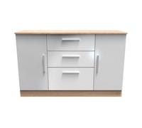 Trent 2 Door 3 Drawer Sideboard In Grey & Bardolino Oak (Ready Assembled)