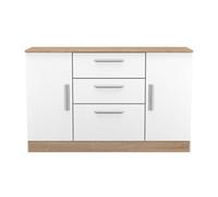 Trent 2 Door 3 Drawer Sideboard In White Matt & Black Matt (Ready Assembled)