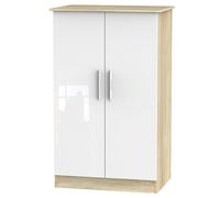 Trent 2 Door Midi Robe In White & Bardolino Oak (Ready Assembled)