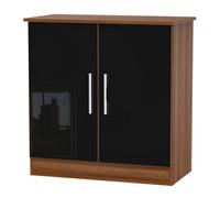 Trent 2 Door Sideboard In Black & Noche Walnut (Ready Assembled)