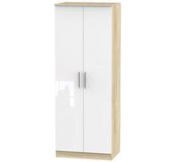 Trent 2 Door Wardrobe In White & Bardolino Oak (Ready Assembled)
