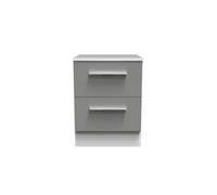 Trent 2 Drawer Bedside Cabinet In Dusk Grey & White (Ready Assembled)
