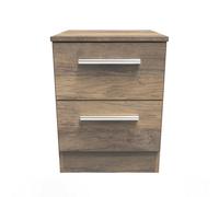 Trent 2 Drawer Bedside Cabinet In Vintage Oak (Ready Assembled)