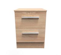 Trent 2 Drawer Compact Bedside Cabinet In Black & Black Matt (Ready Assembled)