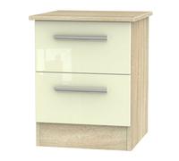 Trent 2 Drawer Compact Bedside Cabinet In Cream & Bardolino Oak (Ready Assembled)