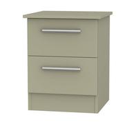 Trent 2 Drawer Compact Bedside Cabinet In Mushroom & Mushroom Matt (Ready Assembled)