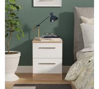 Trent 2 Drawer Compact Bedside Cabinet In White Matt & Black Matt (Ready Assembled)