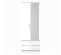 Trent 2 Drawer Double Mirror Wardrobe In White Gloss & White Matt (Ready Assembled)