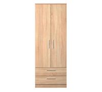 Trent 2 Drawer Double Wardrobe In Black Gloss & Black Matt (Ready Assembled)