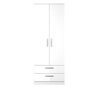 Trent 2 Drawer Double Wardrobe In White Gloss & White Matt (Ready Assembled)