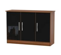 Trent 3 Door Sideboard In Black & Noche Walnut (Ready Assembled)