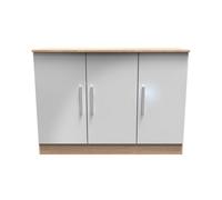 Trent 3 Door Sideboard In Grey & Bardolino Oak (Ready Assembled)