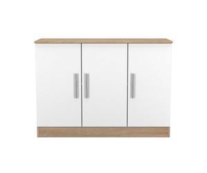 Trent 3 Door Sideboard In White Matt & Black Matt (Ready Assembled)