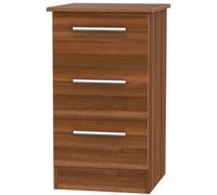 Trent 3 Drawer Bedside Cabinet In Noche Walnut (Ready Assembled)