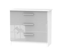 Trent 3 Drawer Chest Of Drawers In Grey & White (Ready Assembled)