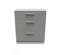 Trent 3 Drawer Deep Chest In Dusk Grey & White (Ready Assembled)