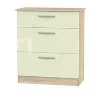 Trent 3 Drawer Deep Chest Of Drawers In Cream & Bardolino Oak (Ready Assembled)