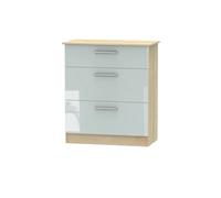 Trent 3 Drawer Deep Chest Of Drawers In Grey & Bardolino Oak (Ready Assembled)